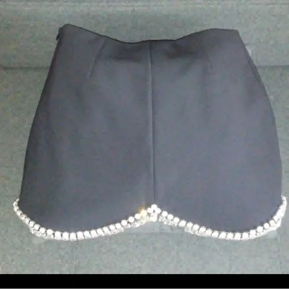 AREA Scallop Mini Skirt with Crystal Embellishments Size US 4 - Picture 6 of 7